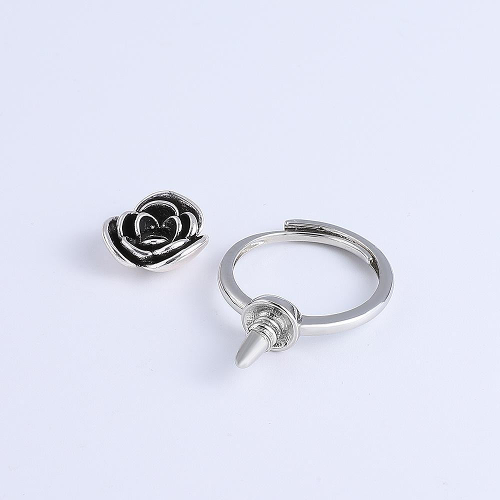 Dark Rose Knuckle Duster Ring | Chic Open Design with Rotating Spike for Instant Self-Defense, Perfect for Women's Personal Safety and Style