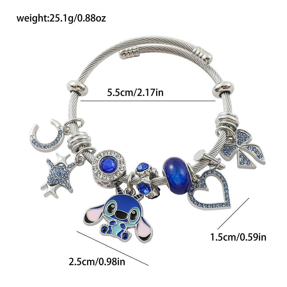 Cartoon Stitchy Charm Bracelet | Adjustable Rhinestone Pendant, Cute and Trendy Style for a Fun Look, Creative Jewelry bff  bracelet