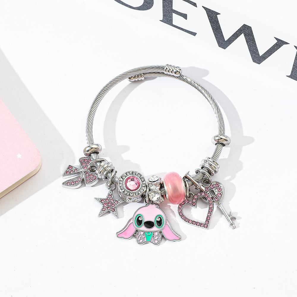 Cartoon Stitchy Charm Bracelet | Friendship Bracelet, Adjustable Rhinestone Pendant, Cute and Trendy Style for a Fun Look, Creative Jewelry bff  bracelet