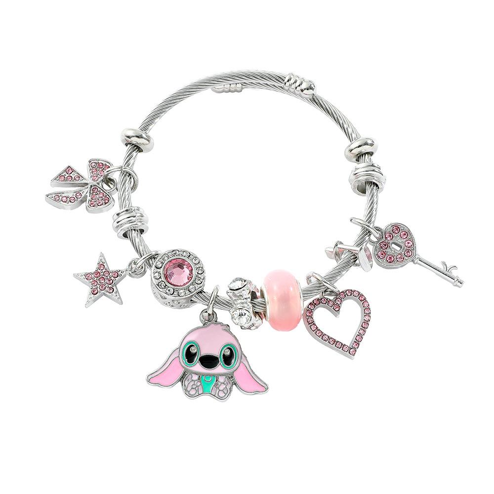 Cartoon Stitchy Charm Bracelet | Friendship Bracelet, Adjustable Rhinestone Pendant, Cute and Trendy Style for a Fun Look, Creative Jewelry bff  bracelet