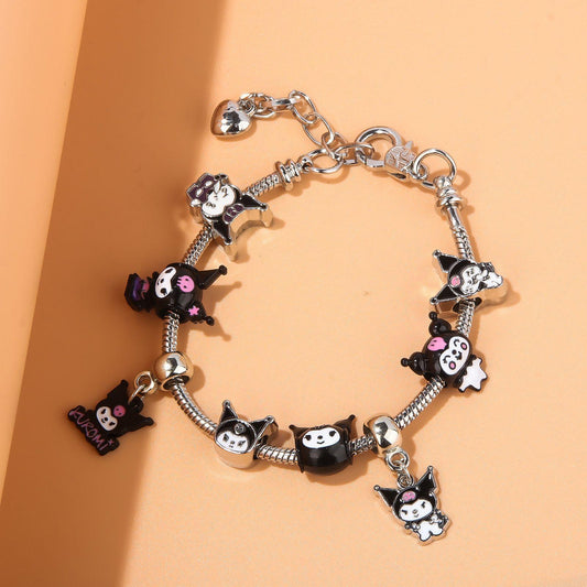 Fantasy Kuromi Charm Bracelet | DIY Cute Black Headscarf Pendant, Perfect for a Playful and Stylish Look