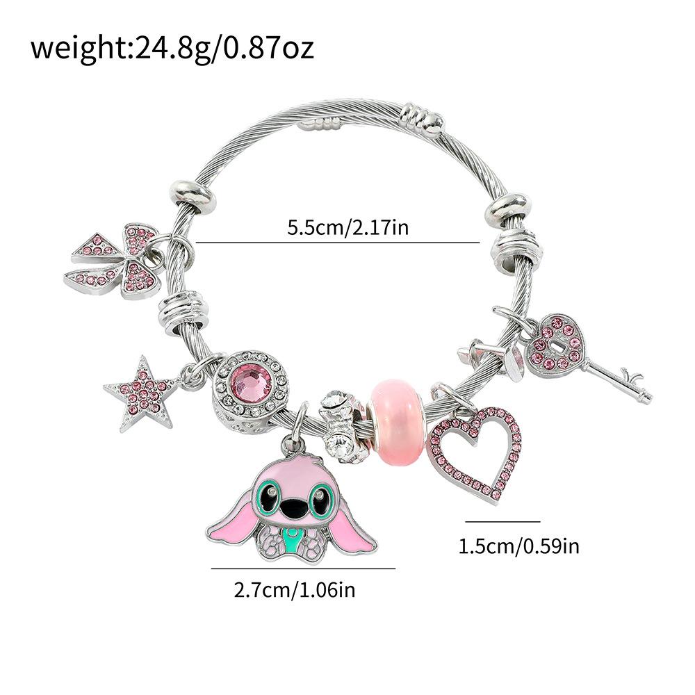 Cartoon Stitchy Charm Bracelet | Friendship Bracelet, Adjustable Rhinestone Pendant, Cute and Trendy Style for a Fun Look, Creative Jewelry bff  bracelet