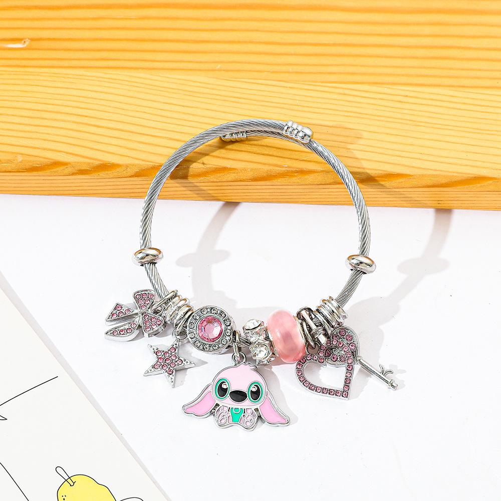 Cartoon Stitchy Charm Bracelet | Friendship Bracelet, Adjustable Rhinestone Pendant, Cute and Trendy Style for a Fun Look, Creative Jewelry bff  bracelet